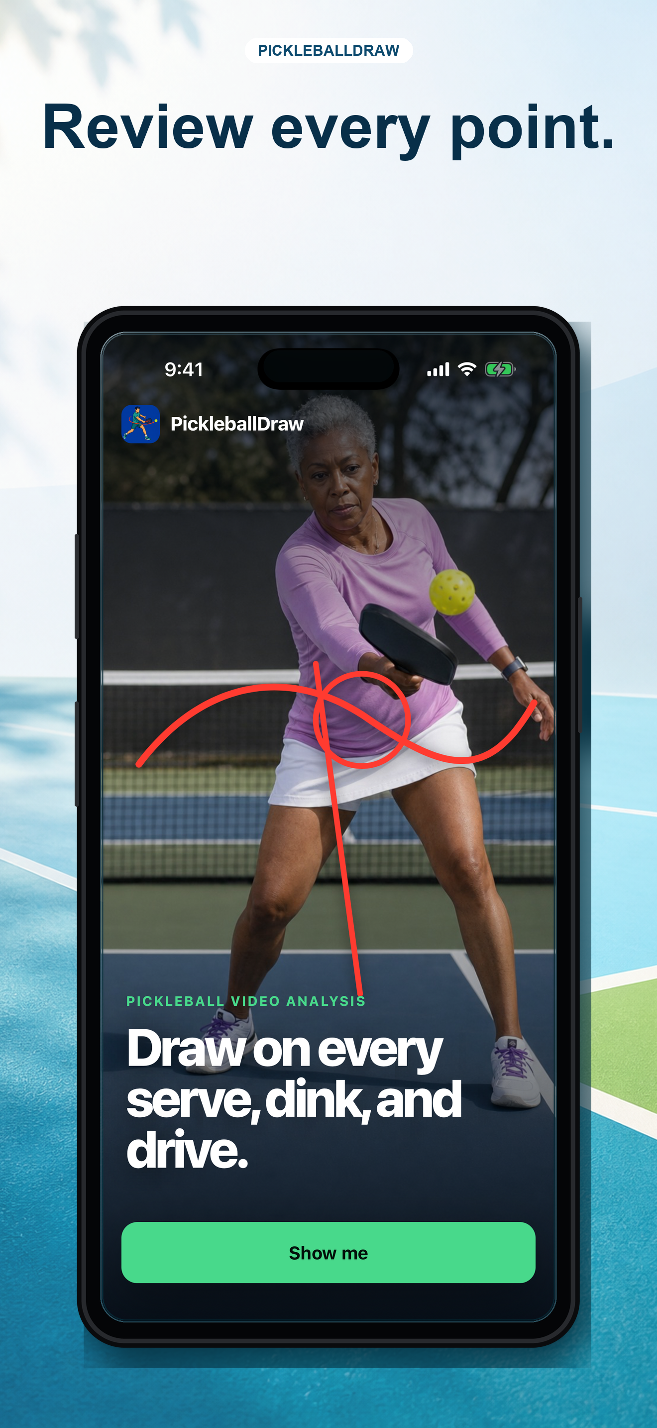 PickleballDraw video review with drawing and playback tools